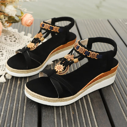 Women Wedge Sandals Summer 2024 Braided Band Platform Gladiator Sandals Woman Thick Bottom Beach Shoes Women Sandalias De Mujer
