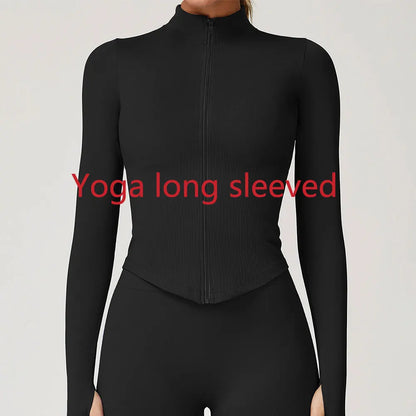 New Women Seamless Zipper Jacket Yoga Long Sleeved Gym Top Yoga Push Up Jacket Fitness Running Workout Sport Coat Women's Shirts