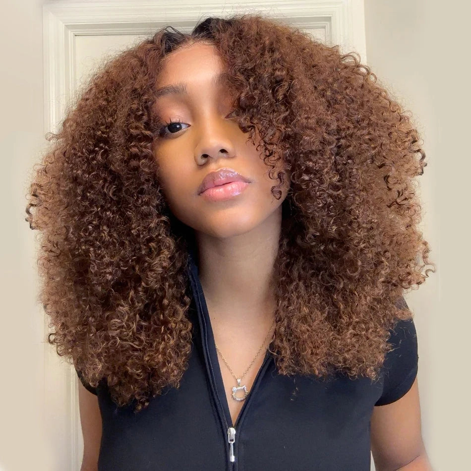 NEW 10A 6x5 Glueless Lace Human Hair Wigs Ready To Wear And Go Short Curly Ombre Highlights Brown Blonde Ginger 99J Colored Wigs