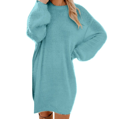 Women Winter Sweater Knit Crewneck Warm Long Sleeve Casual Sweatshirts Dress Casual Breathable Winter Warm Comfort Dress