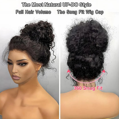 360 HD Full Lace Front Wigs Curly Wig 100% Brazilian Human Hair Pre Plucked Deep Wave Invisible Strap Glueless Wig Water Wave