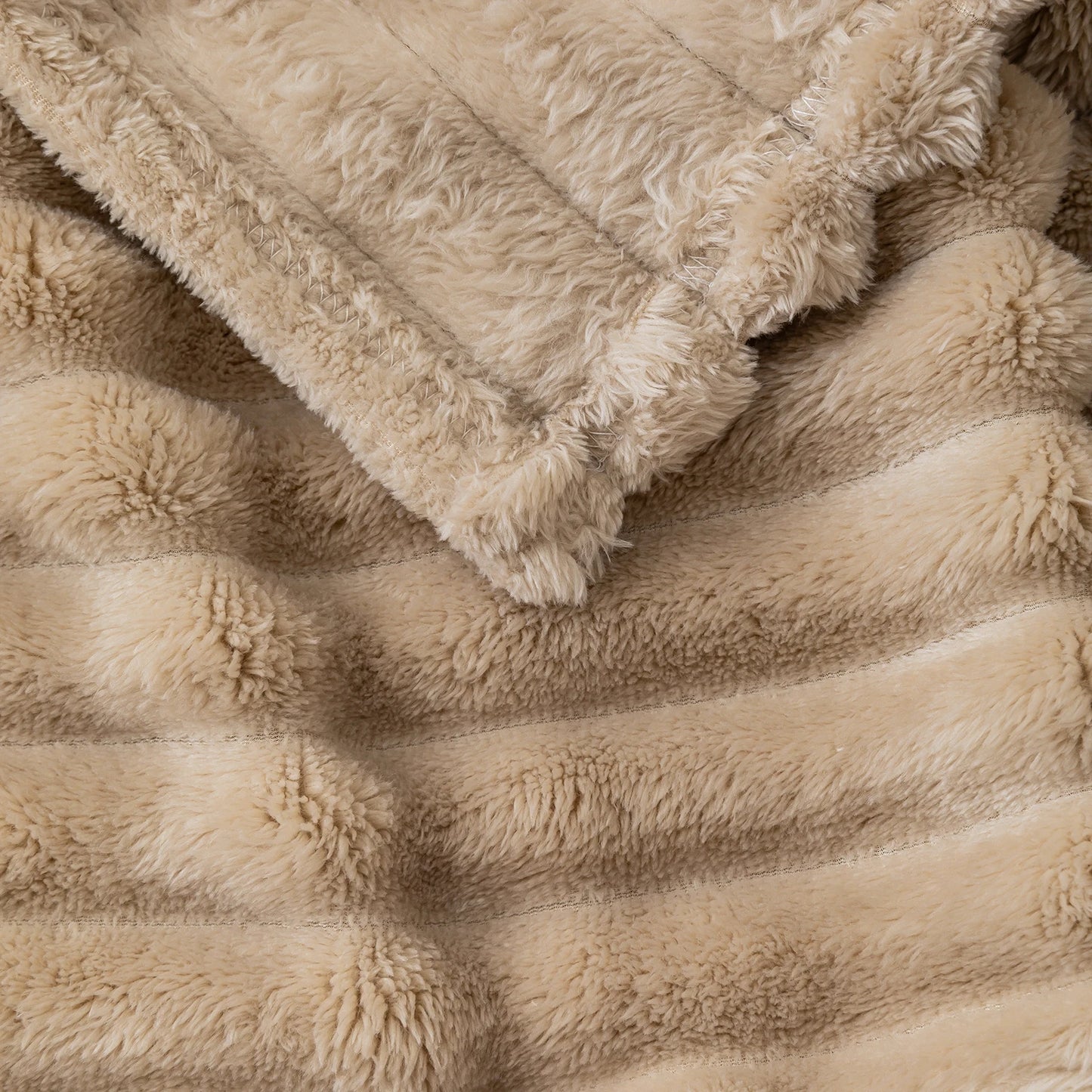 1pc solid color thick wide stripe multifunctional blanket, can be used as bed sheet covering blanket, nap blanket, pet blanket