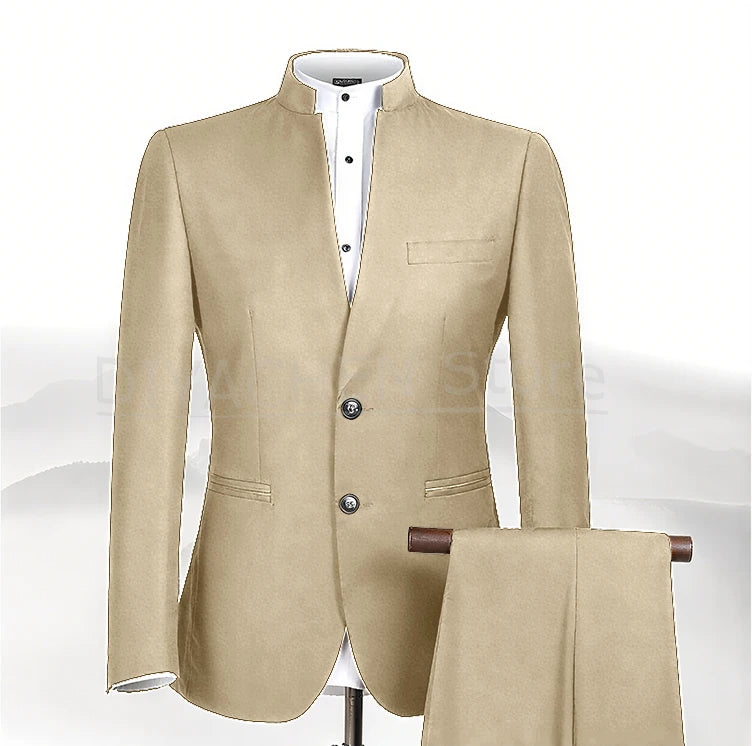 2025 New Style Men Chinese Tunic Collar Bridegroom Suit Formal Wear Dress Slim Fit Mens Suits Groom Wedding Blazer Costume Homme