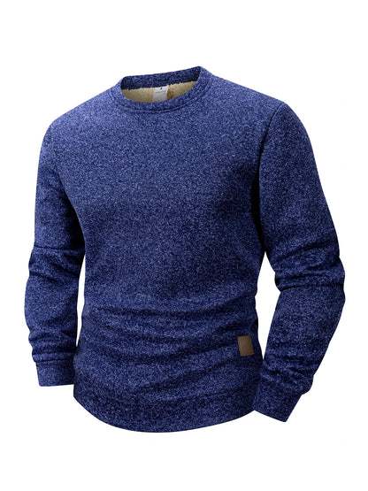 Winter Men's Crew Neck Sweatshirts Solid Color Fleece Thicken Sweatwear Outdoor Casual Daily Long Sleeve Pullover Man Sportswear