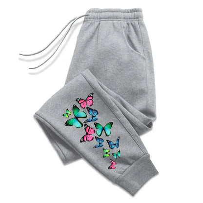 Colorful Butterfly Printed Sweatpants for Women 2025 Hot Sale Ladies Casual Sport Jogging Pants All Season Home Outdoor Trousers
