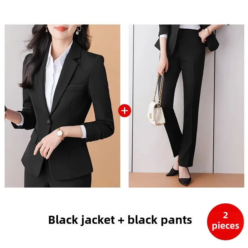 Elegant Western-Style Black Suit Jacket For Women Fashionable Professional Workwear Ideal For Interviews And Office Settings