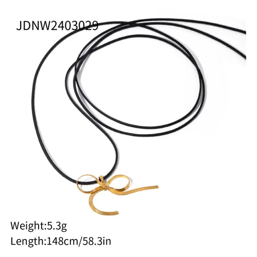 Youthway Trendy Stainless Steel Waterproof Irregular Geometric Metal Wax Rope Necklace Gold Silver For Women Jewelry Gift