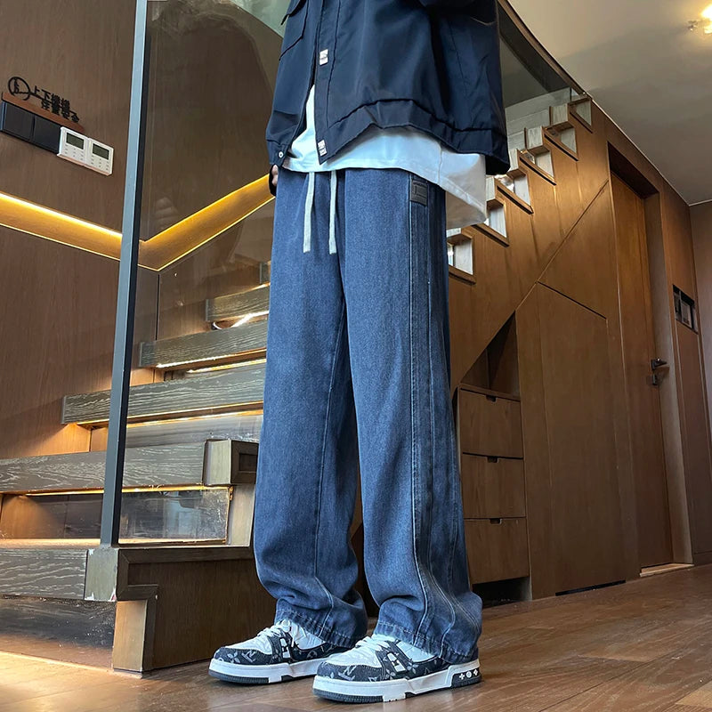 25ss Summer Vintage 190cm Men's Super long Pants 115cm Elastic Waist Straight Leg Breathable Drape Sportswear Casual Pants