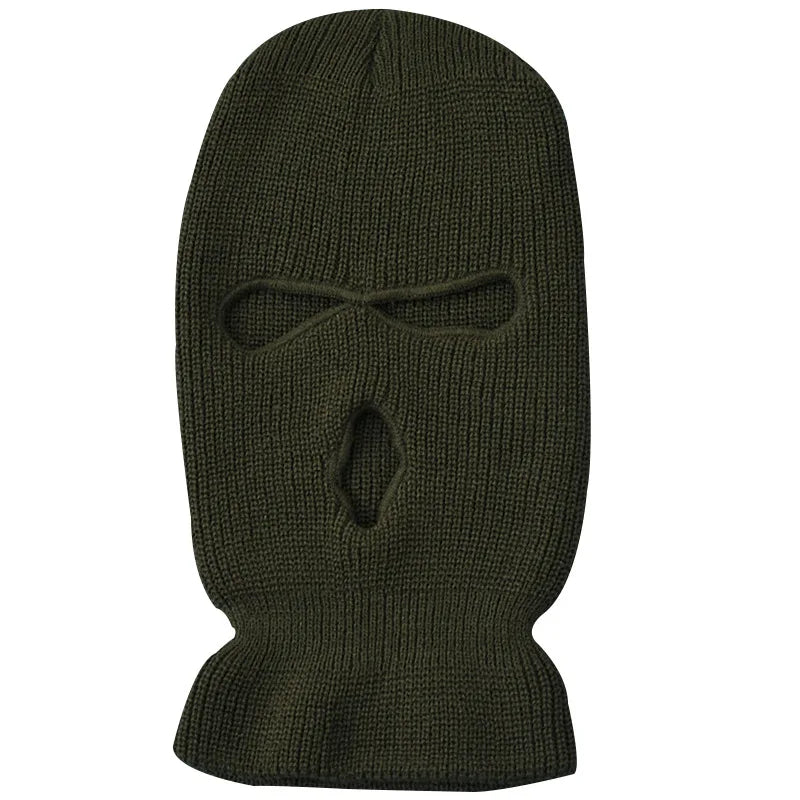 Windproof Full Face Knit Hats Custom SkiMask Men Warm Wool Balaclava embroidery Winter hats Knitted 3 Holes Ski Mask