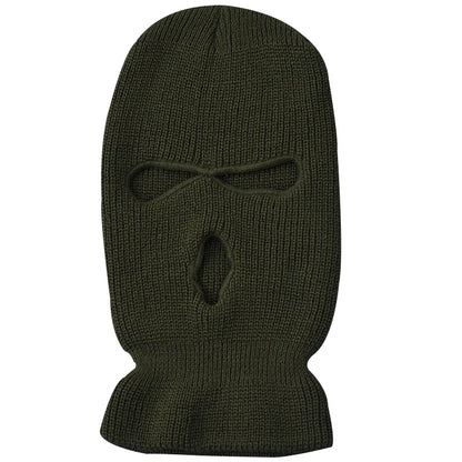 Windproof Full Face Knit Hats Custom SkiMask Men Warm Wool Balaclava embroidery Winter hats Knitted 3 Holes Ski Mask