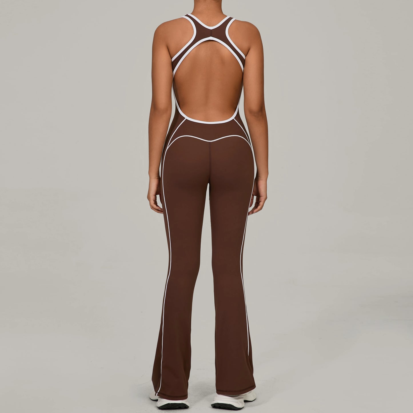 Sexy Backless Bodysuit Women's Set Tracksuits Fitness Sports Jumpsuit Yoga One-piece Suit Flared Pant Fast Dry Workout Clothes