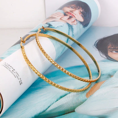 Hgflyxu Stainless steel Gold Hoop Earrings Large size Circle Ear Accessories Fashion Jewelry