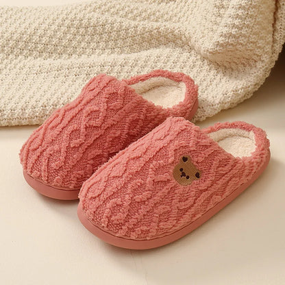 Cotton slippers for women in autumn and winter, new indoor and household anti slip warm plush slippers for men