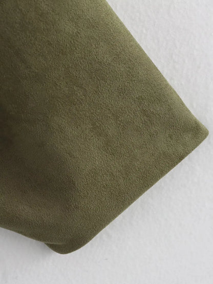 DUOPERI Women 2025 New Solid Bomber Jackets Lapel Neck Long Sleeves Female Elegance Chic Casual Jacket Tops