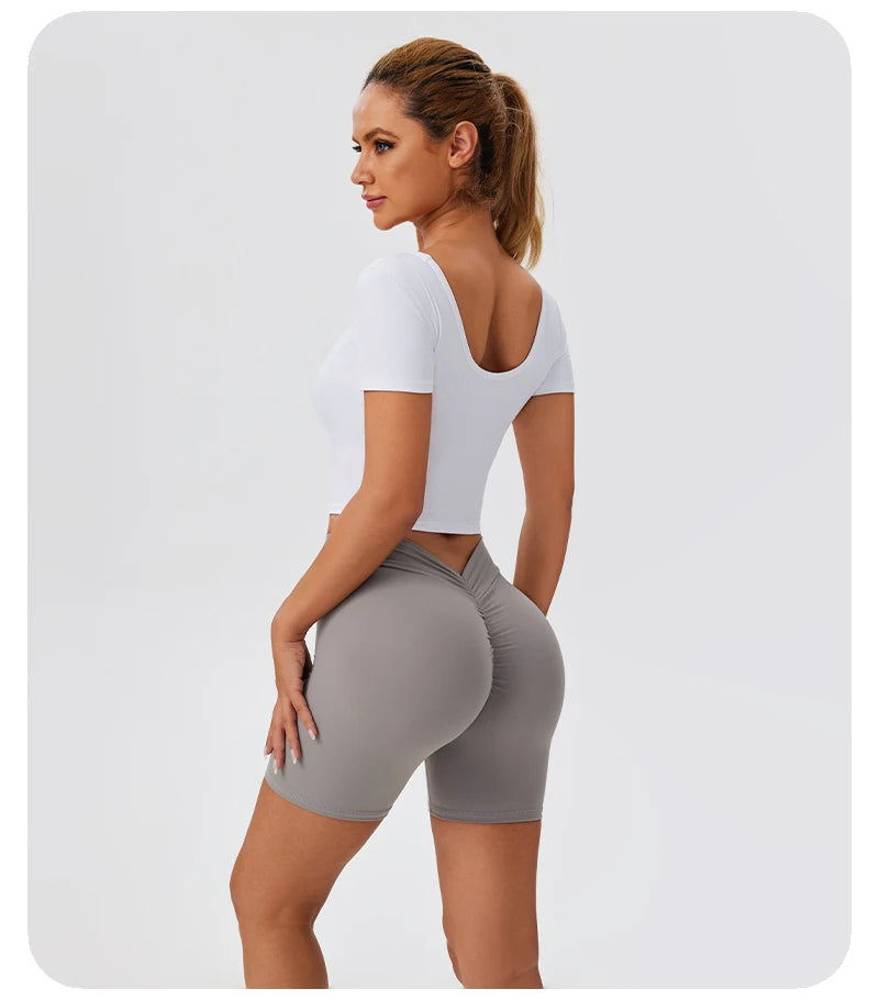 V Back Scrunch Butt Workout Shorts for Women High Waisted Lifting Booty Gym Yoga Biker Shorts Sports Leggings Clothing Hot Pants