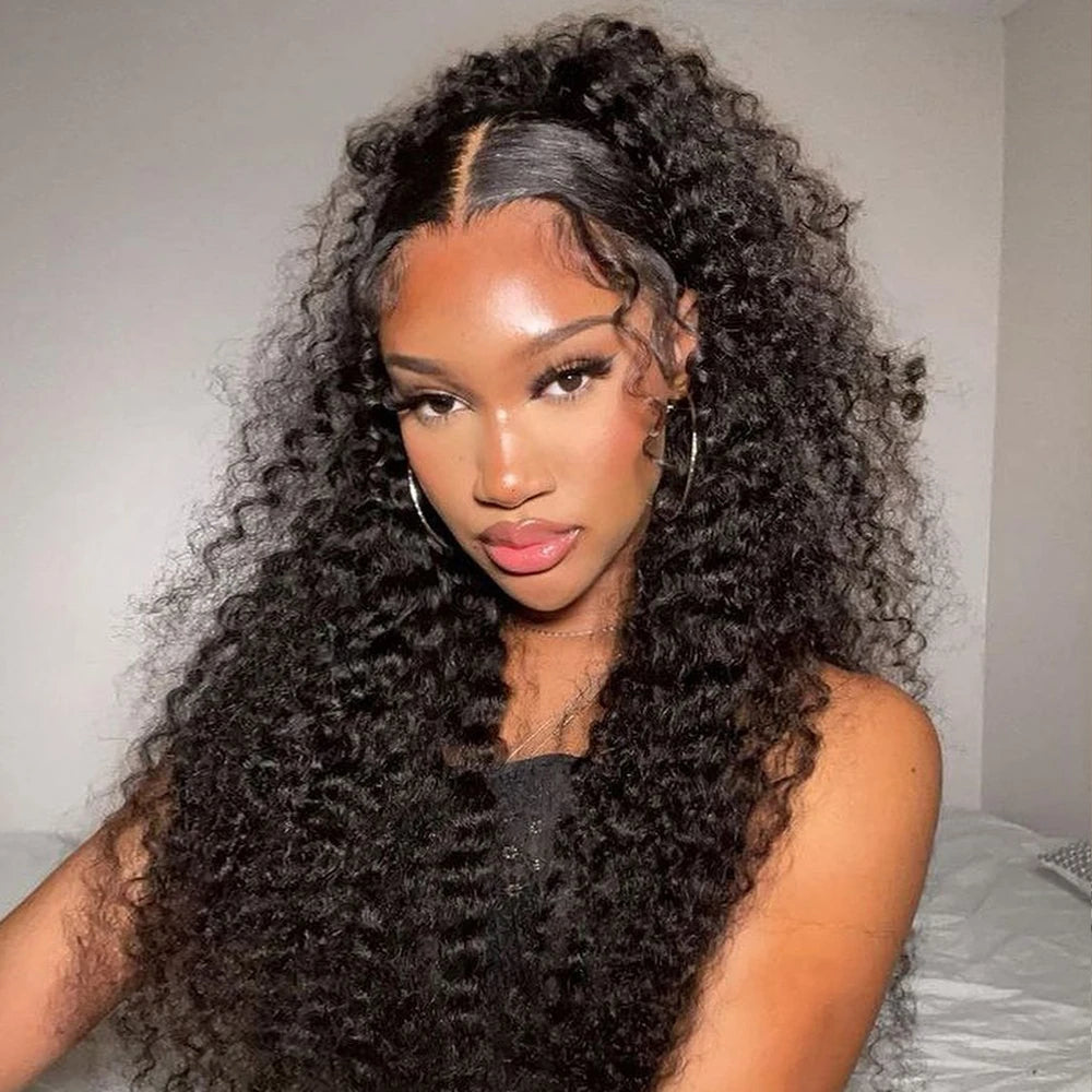 CEXXY 300% High Density Deep Wave 13x6 HD Lace Frontal Wig Brazilian Curly Water Wave Lace Frontal Wigs 36 Inches For Women