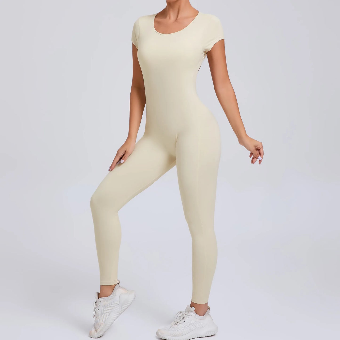 One-Piece Pad Jumpsuit for Women Workout Clothing Sports Bodysuit Open Back Yoga Sets Gym Tracksuits Activewear
