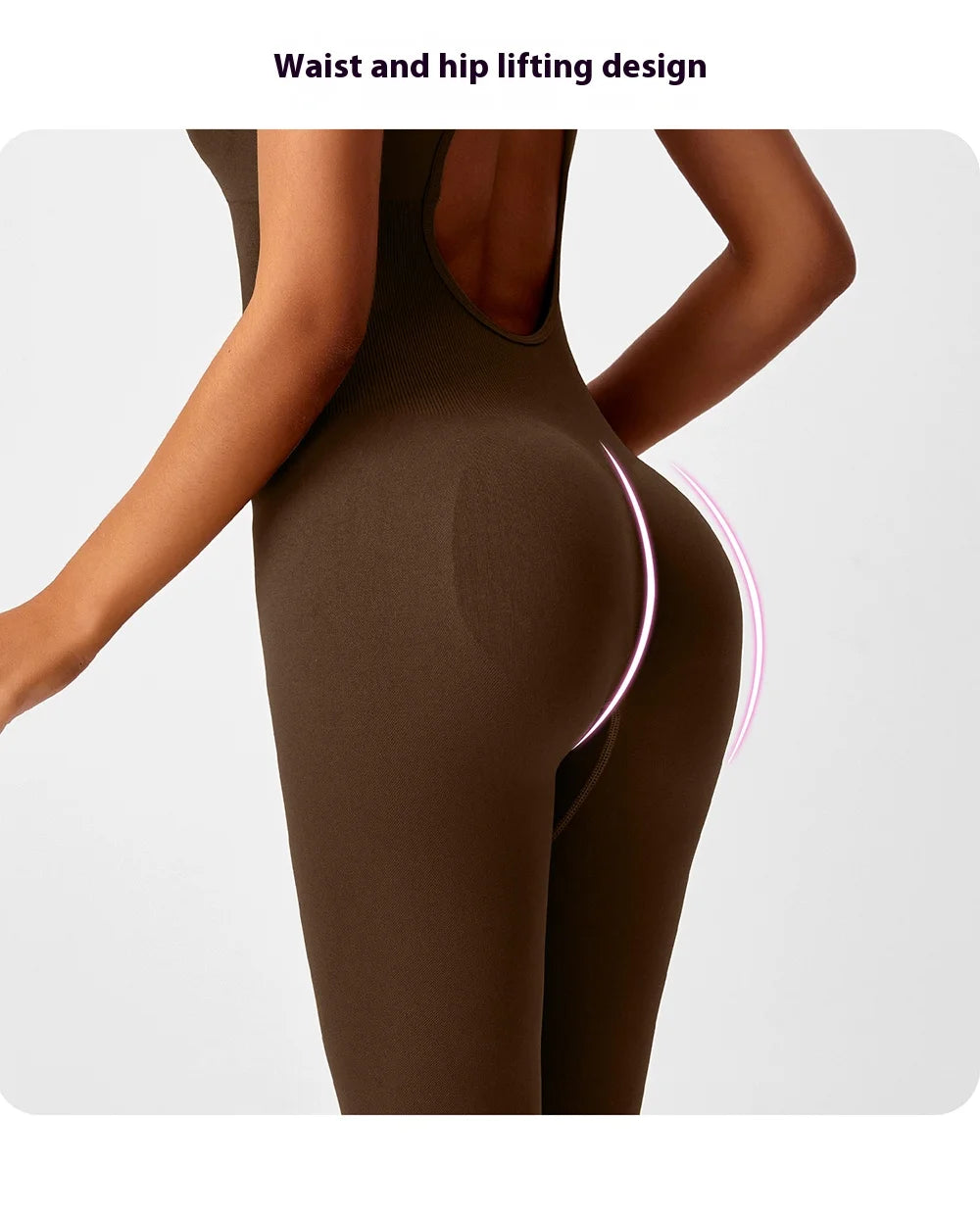 Seamless Peach Booty One-Piece Yoga Bodysuit - V-Back Tummy Control Gym Outfit for Women - Sexy Workout Jumpsuit Fitness Bodycon