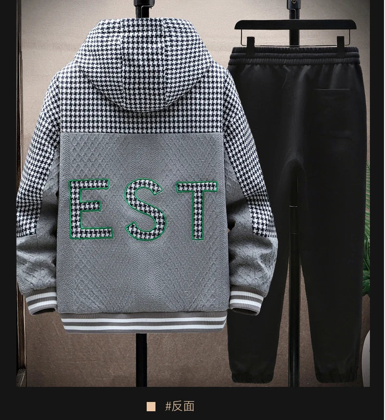 Winter Men's Sets Tracksuit Men Wool Hooded Sweatshirt Thicken Warm Sportswear Male Casual Suit Two Piece Sets