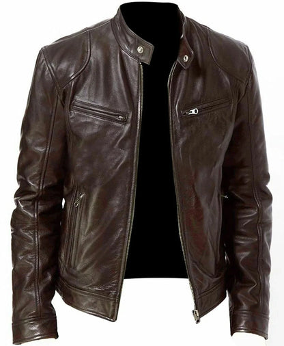 2022 Autumn/Winter New Fashionable PU Leather Men's Casual Jacket Wholesale Amazon European Style Motorcycle Leather Coat