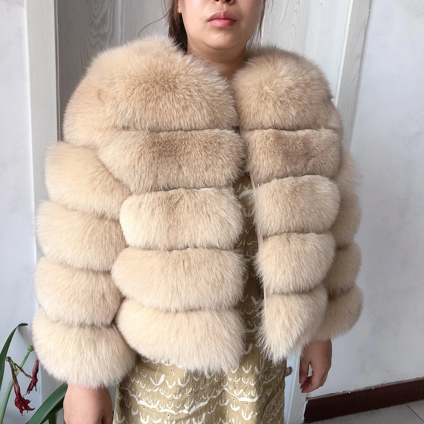 New Real fox fur coat women's winter warm 100% natural fur jacket Short Raccoon fur coat women's  high quality hot sale