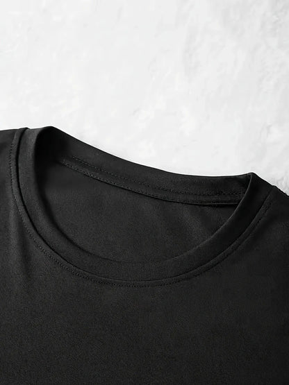 Summer women's elastic black Blessed  round neck short sleeved T-shirt dress long dress women's clothing