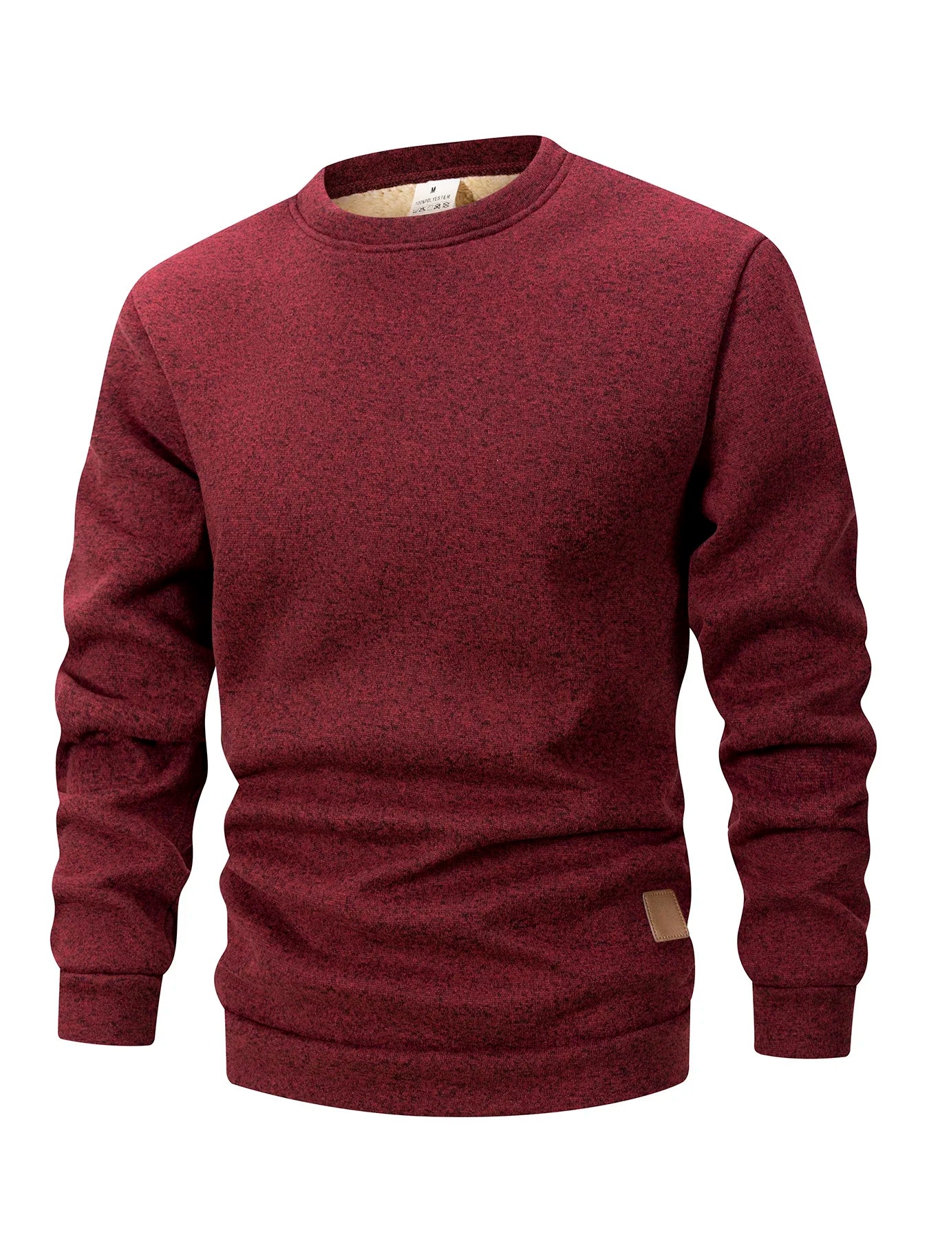 Winter Men's Crew Neck Sweatshirts Solid Color Fleece Thicken Sweatwear Outdoor Casual Daily Long Sleeve Pullover Man Sportswear