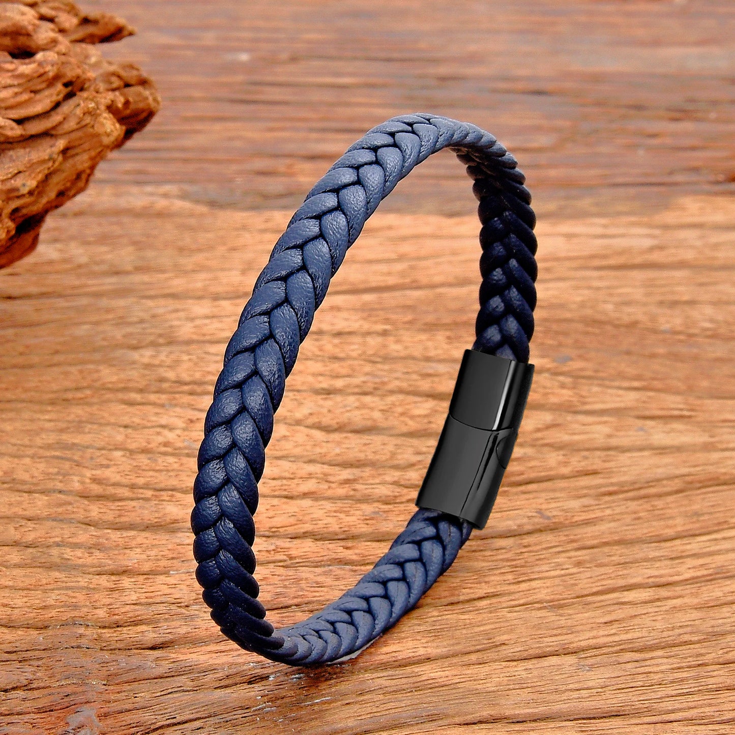 Simple Classic Stainless Steel Bracelet for Women Men Genuine Braided Leather Bangles Special Birthday Party Couple Jewelry Gift