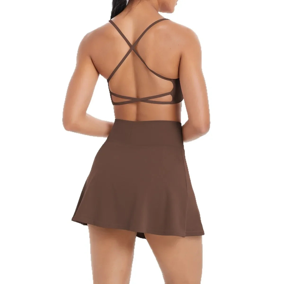 Sports Yoga Set Women Gym Fitness Running Suit Yoga Bras 2 in 1 Tennis Skirt Breathable Shorts Two Pieces Workout Clothes