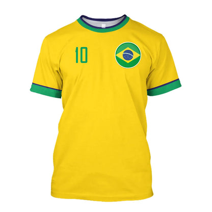 2023 New Brazil Jersey T-shirt Fine Design Brazilian Select Shirt O Neck Oversized Football Team Casual Streetwear Mens Clothing