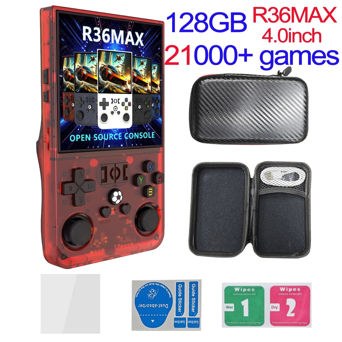 R36MAX Game Console 64GB 128GB 18000+GAMES Linux System 4.0inch K36 vs R36S 3.5inch Pocket Video Player No Download Required