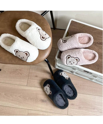 Bear Plush Slippers For Women Men Fashion Kawaii Fluffy Winter Warm Slippers Lovers Cartoon Teddy Bear House Shoes TG03
