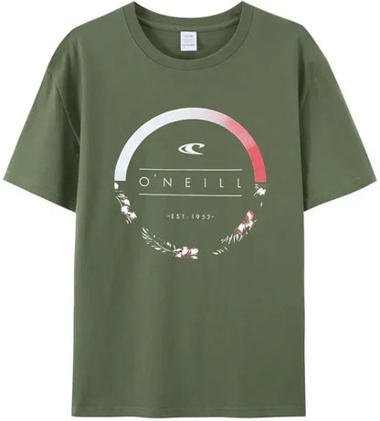 2024 New Beach Men's Summer Hot Sale Men's Curled Oneill 100%cotton T Shirt Round Garland Logo Top Quality Tees