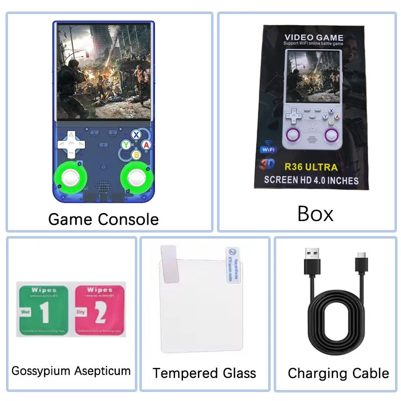 R36 Ultra Console Handheld Game Players 4 Inch Screen Open Source Console Retro Pocket Video Player 128G 20000+ Games