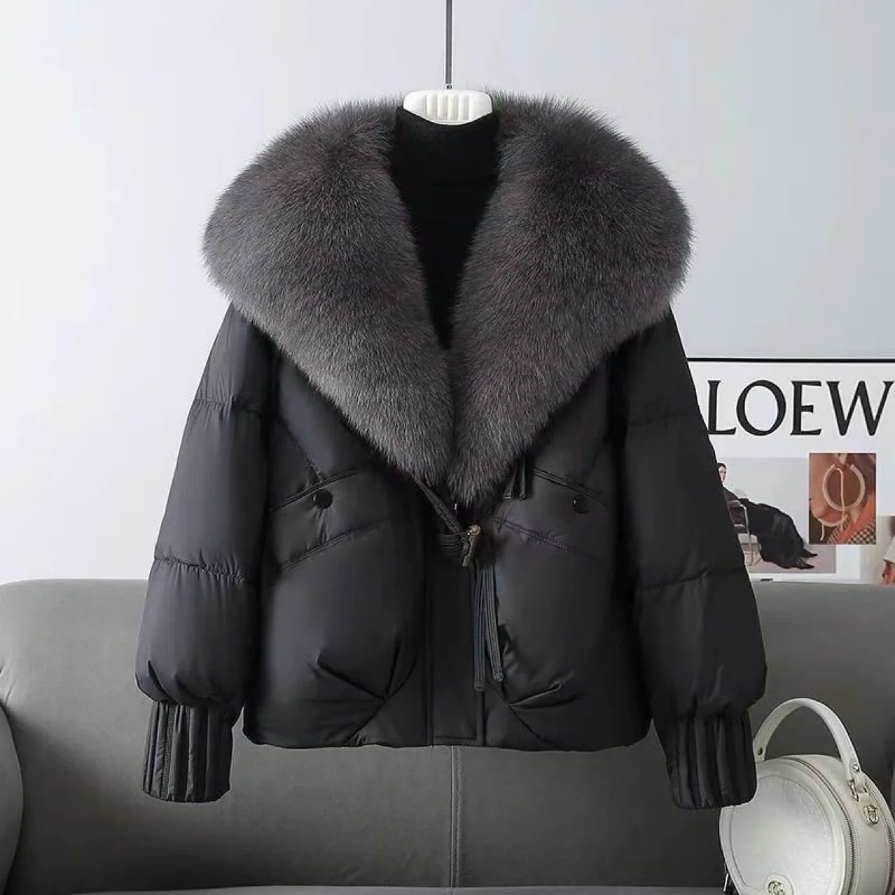Fashion Winter Jacket Women New Korean Big Fur Collar Thick Down Cotton Jacket Parkas Female Short Coat Slim Warm Outerwear