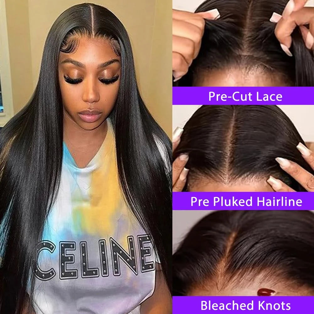 Glueless Wigs HD Transparent Lace Front Human Hair Wig 13x4 13x6 Bone Straight Frontal Wig Pre Plucked 4x4 HD Lace Closure Wig