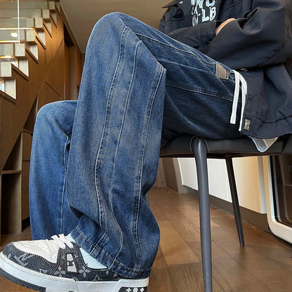 25ss Summer Vintage 190cm Men's Super long Pants 115cm Elastic Waist Straight Leg Breathable Drape Sportswear Casual Pants