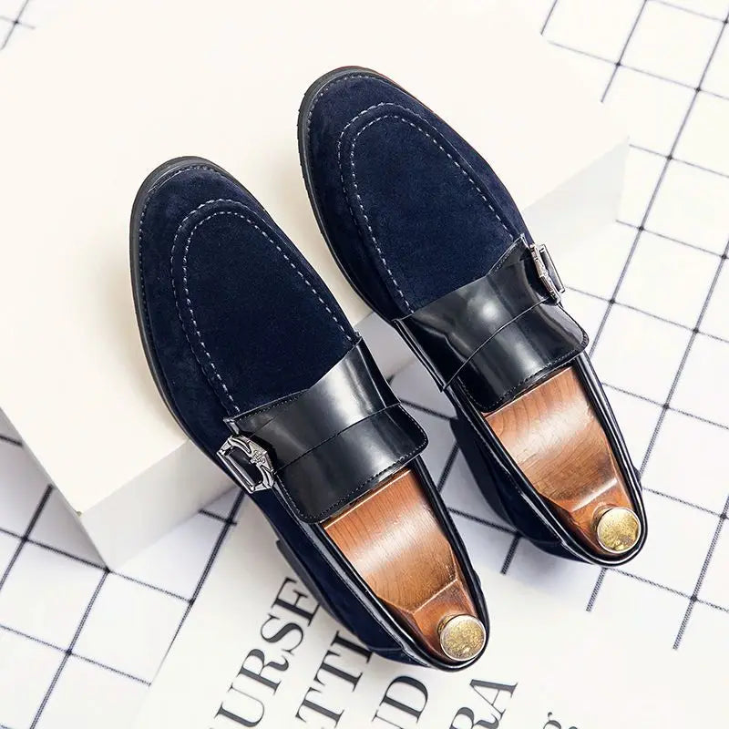 Suede Man Casual Shoe Flat Pointed Toe Office Loafers Height Increasing Leather Shoes For Men 2025 New Arrivals Luxury Sale