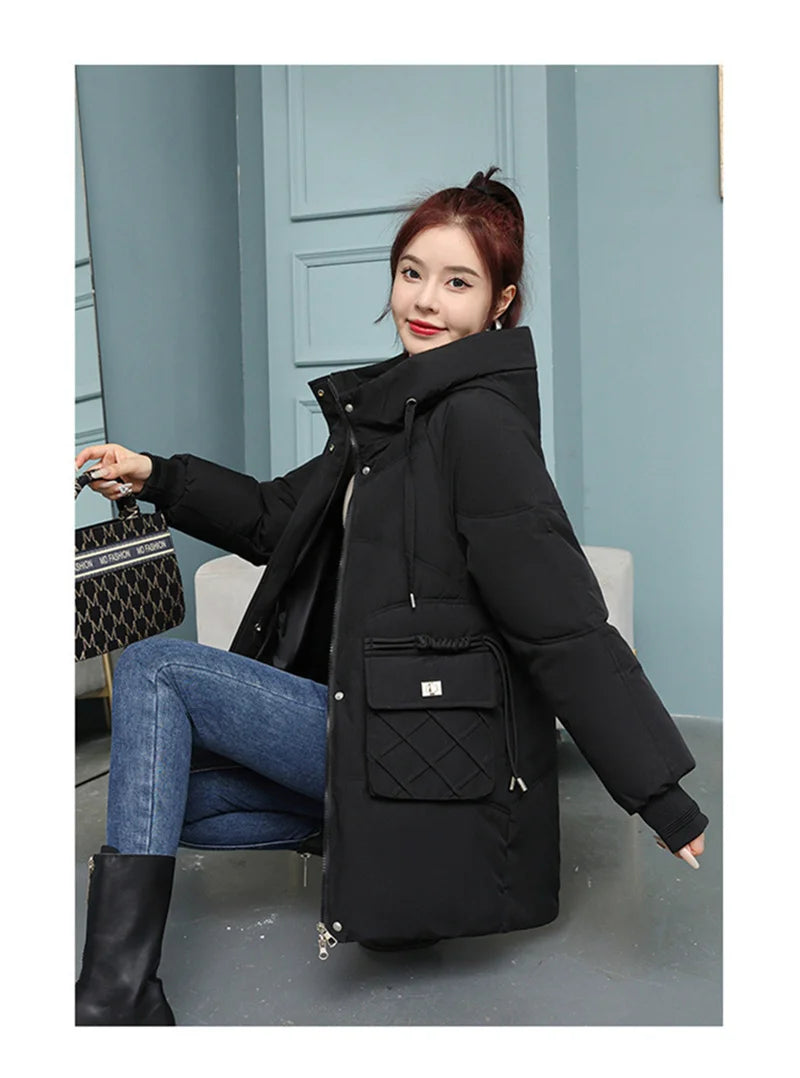 New Winter Women Jacket Coats Long Parkas Female Down Cotton Hooded Overcoat Thick Warm Jackets Windproof Female Outerwear