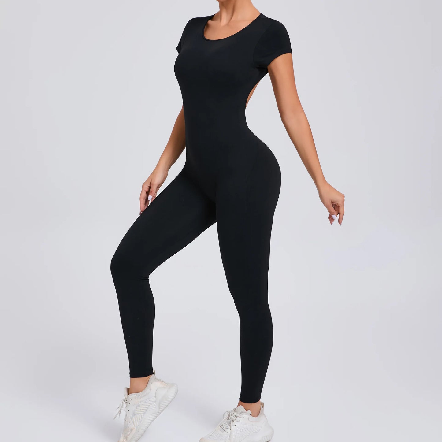 One-Piece Pad Jumpsuit for Women Workout Clothing Sports Bodysuit Open Back Yoga Sets Gym Tracksuits Activewear
