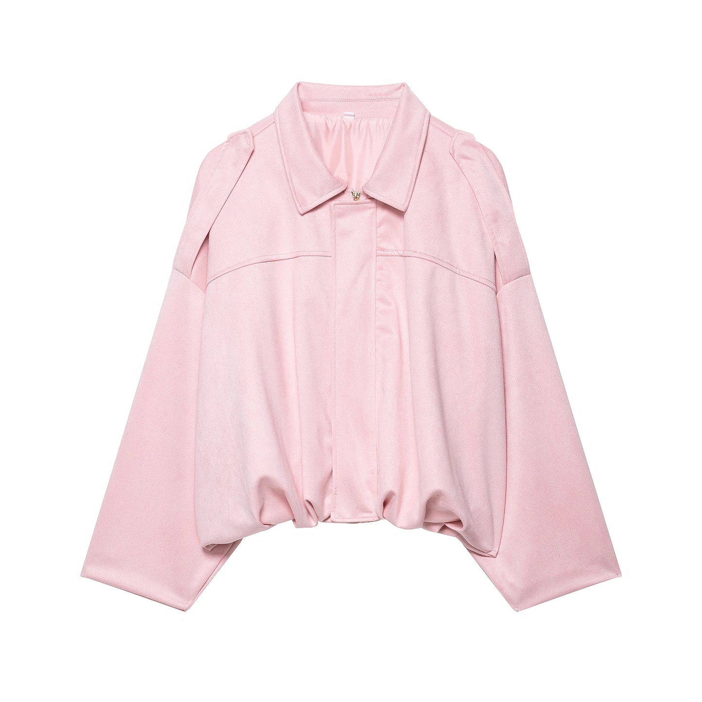 DUOPERI Women 2025 New Solid Bomber Jackets Lapel Neck Long Sleeves Female Elegance Chic Casual Jacket Tops