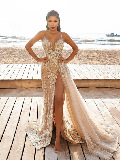 Wedding Party Dress Female Evening Elegant Sexy Deep V Neck Strap Sleeveless Sequined Long Maxi Dresses for Women 2024