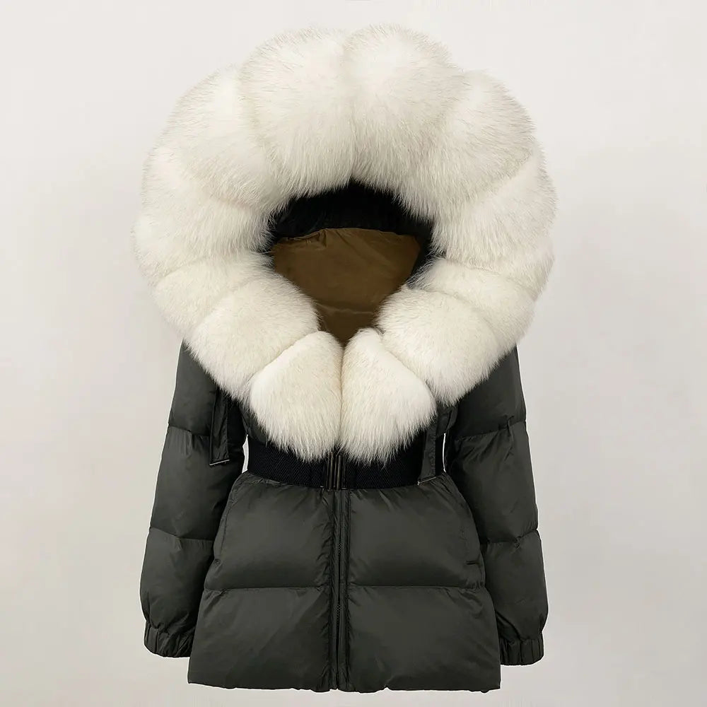 OFTBUY Winter Clothing Puffer Jacket Women Real Fox Fur Hooded Thick Warm 90% White Duck Down Coat Female Parkas Waterproof