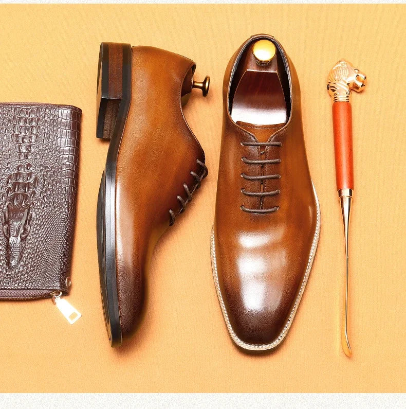 Italian Men's Formal Shoes Luxury Genuine Leather Handmade Quality Comfortable Elegant Black Wedding Social Oxfords Shoes Man