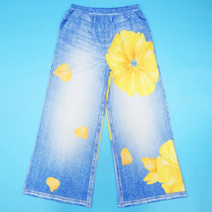 KEXU Women's Tie Dye Printed Wide Leg Casual Loose Long Pants Streetwear