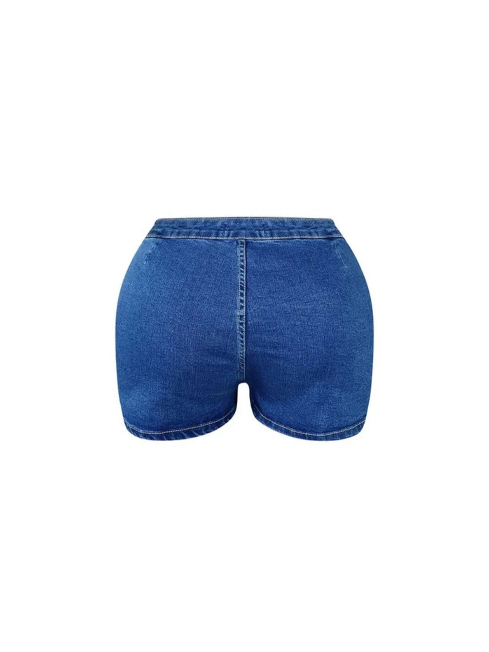 Sexy Women's Denim Suit Strapless Top And Slim-Fit Shorts Outfits Solid Color Comfortable Summer Ladies Two-Piece Set