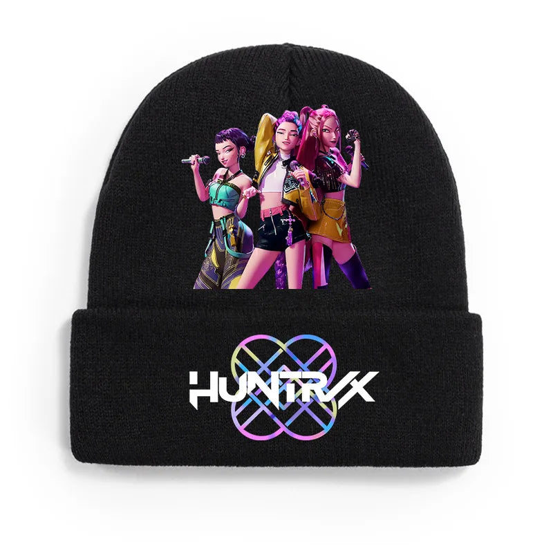 K Pop Demon Girls Knitted Hats Kpop Hunter Cartoon Children Headgear Cotton Winter Cute Cap Anime Kids Navidad Birthday Gifts
