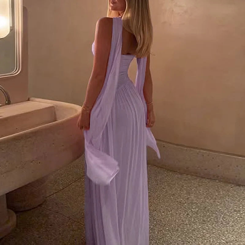 Temperament Girdling Solid Color Party Dress 2025 & 2926 Women Bodycon Tube Tops Evening Dress Elegant Full Length Gala Dress Mujers