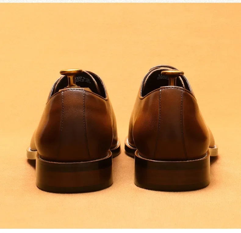 Italian Men's Formal Shoes Luxury Genuine Leather Handmade Quality Comfortable Elegant Black Wedding Social Oxfords Shoes Man