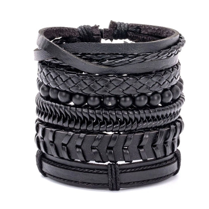 Fashion Bracelet Viking  Bracelet For Men Hand Bracelets Woven Skull Hand Jewelry Adjustable Leather Set viking man bracelet